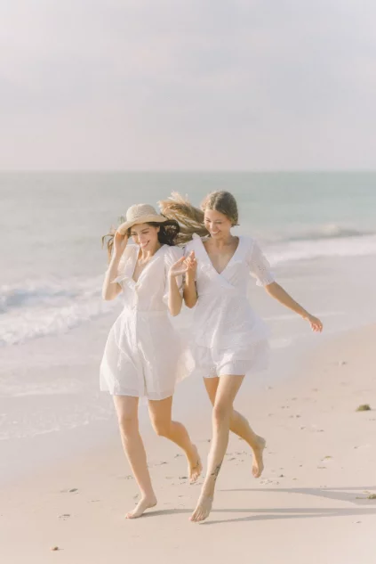 friends walking on the beach