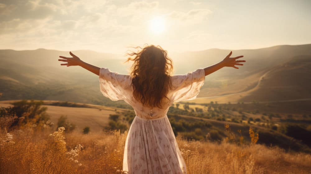 woman embracing joy and freedom