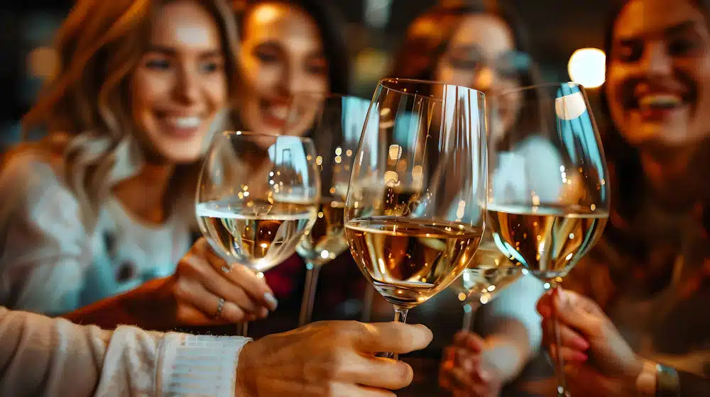 a-group-of-women-toasting-with-wine-glasses