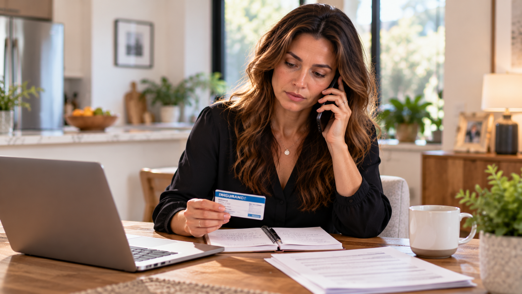 Woman calling her insurer to request a single case agreement